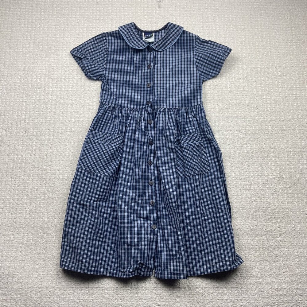 Vintage Sun Valley Girls Boho Dress Sz 8 Canada Made Button Front Plaid Cottage